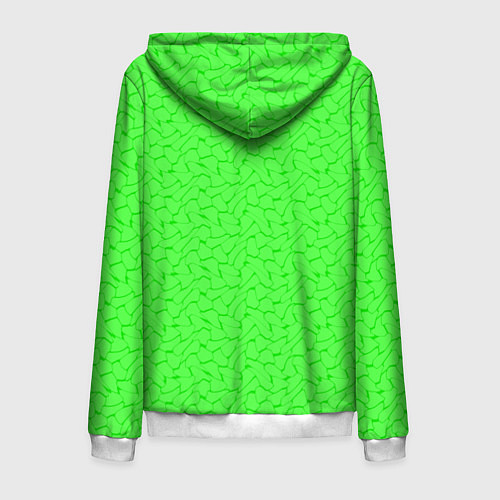 Мужская толстовка на молнии Яркий салатовый кислотный / 3D-Белый – фото 2