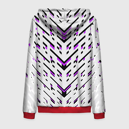 Мужская толстовка на молнии Black and purple stripes on a white background / 3D-Красный – фото 2