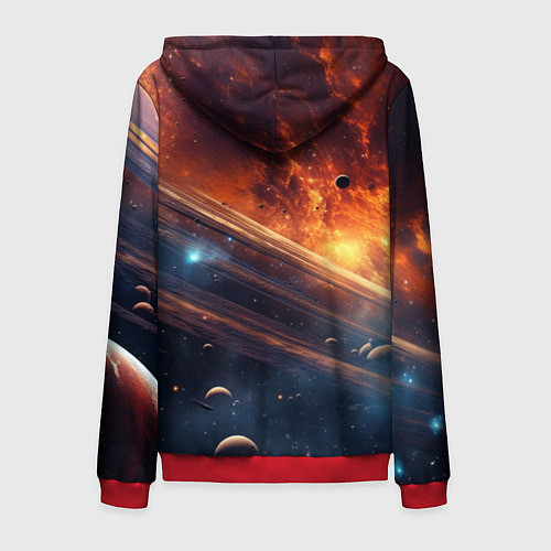 Мужская толстовка на молнии Млечный путь космос / 3D-Красный – фото 2