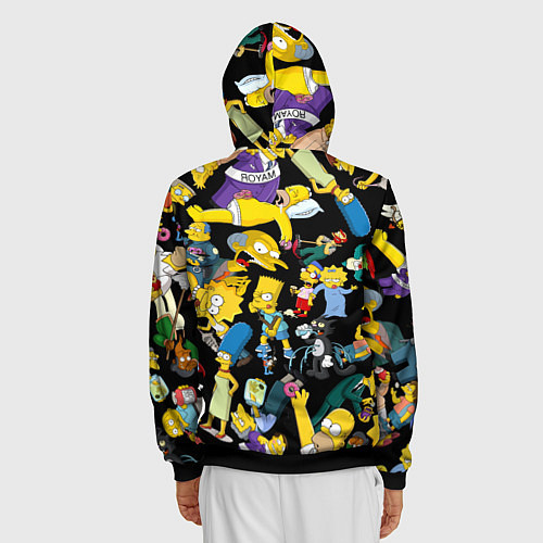 Мужская толстовка на молнии Персонажи Симпсонов / 3D-Черный – фото 4
