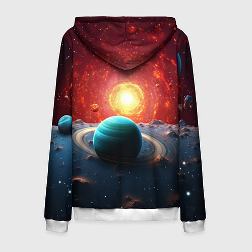 Мужская толстовка на молнии Космос и разные планеты / 3D-Белый – фото 2