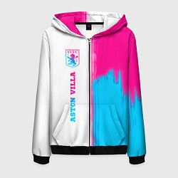 Мужская толстовка на молнии Aston Villa neon gradient style по-вертикали