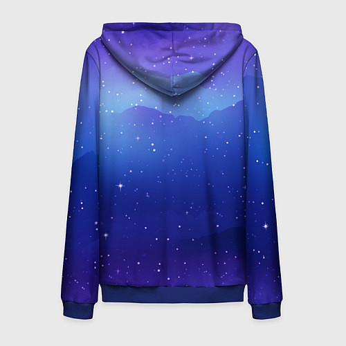 Мужская толстовка на молнии Синий космос и звезды / 3D-Синий – фото 2