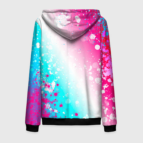 Мужская толстовка на молнии West Ham neon gradient style вертикально / 3D-Черный – фото 2