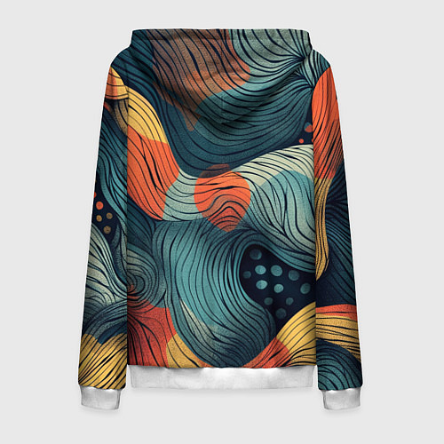 Мужская толстовка на молнии Волны линиями / 3D-Белый – фото 2