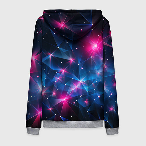 Мужская толстовка на молнии Яркие неоновые вспышки в космосе / 3D-Меланж – фото 2
