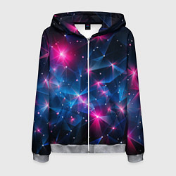 Толстовка 3D на молнии мужская Яркие неоновые вспышки в космосе, цвет: 3D-меланж