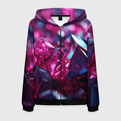 Толстовка 3D на молнии мужская Яркие розовые хрусталики, цвет: 3D-черный