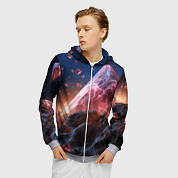 Толстовка 3D на молнии мужская Абстрактная пирамида космическая, цвет: 3D-меланж — фото 2