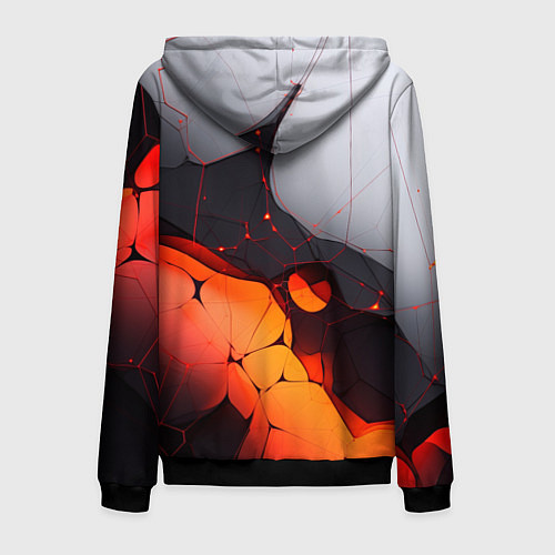 Мужская толстовка на молнии Объемная плита с красной лавой иллюстрация / 3D-Черный – фото 2