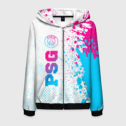 Мужская толстовка на молнии PSG neon gradient style по-вертикали