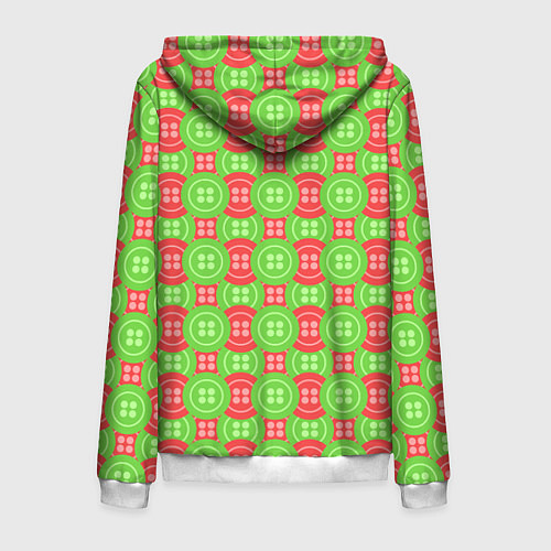 Мужская толстовка на молнии Паттерн с красными и зелеными пуговицами / 3D-Белый – фото 2