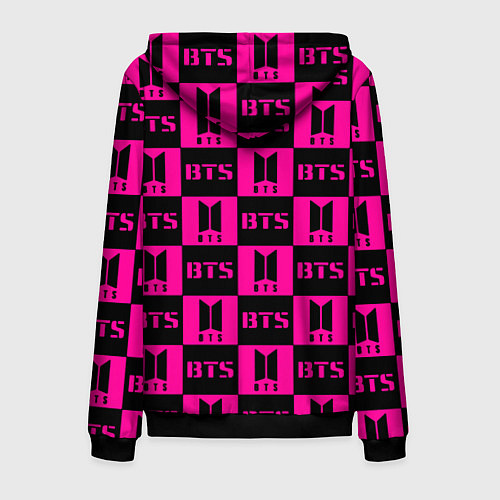 Мужская толстовка на молнии BTS pattern pink logo / 3D-Черный – фото 2