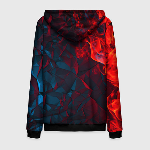 Мужская толстовка на молнии Темная абстракция с разломом красных плит / 3D-Черный – фото 2