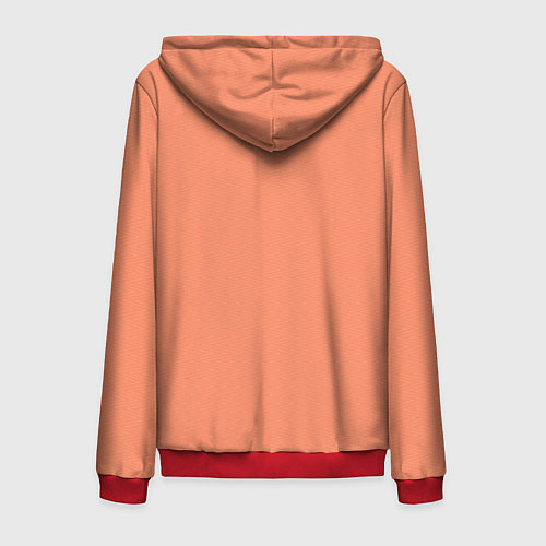Мужская толстовка на молнии Насыщенный персиковый текстурированный / 3D-Красный – фото 2