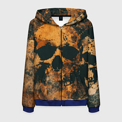 Толстовка 3D на молнии мужская Гранжевые черепа, цвет: 3D-синий