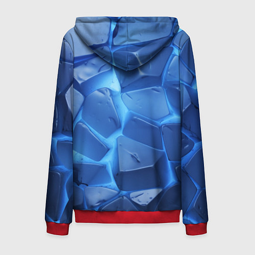 Мужская толстовка на молнии Синие ледяные плиты с разломом / 3D-Красный – фото 2