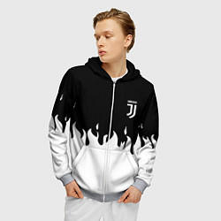 Толстовка 3D на молнии мужская Juventus fire, цвет: 3D-меланж — фото 2