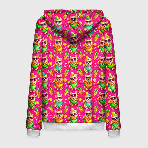 Мужская толстовка на молнии Щенята и летний вайб паттерн / 3D-Белый – фото 2