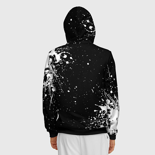 Мужская толстовка на молнии White logo of assasin / 3D-Черный – фото 4