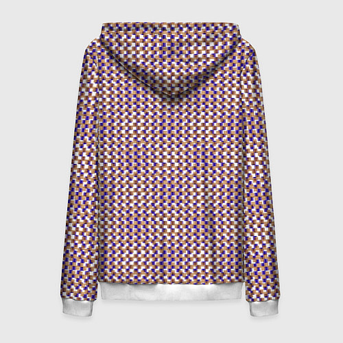 Мужская толстовка на молнии Сине-бежевый текстурированный квадраты-рябь / 3D-Белый – фото 2