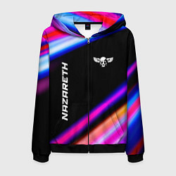 Толстовка 3D на молнии мужская Nazareth neon rock lights, цвет: 3D-черный