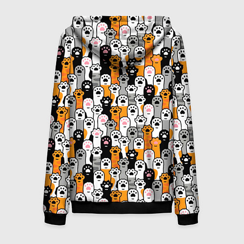 Мужская толстовка на молнии Кошачьи лапы / 3D-Черный – фото 2