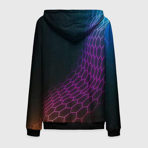 Мужская толстовка на молнии Exeed neon hexagon / 3D-Черный – фото 2