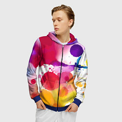 Толстовка 3D на молнии мужская Яркие абстрактные акварельные кляксы - нейросеть, цвет: 3D-синий — фото 2