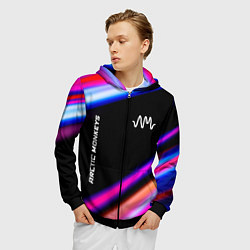Толстовка 3D на молнии мужская Arctic Monkeys neon rock lights, цвет: 3D-черный — фото 2