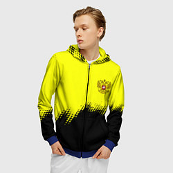 Толстовка 3D на молнии мужская Российская империя краски герб, цвет: 3D-синий — фото 2