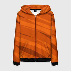 Толстовка 3D на молнии мужская Тёмный оранжевый полосами, цвет: 3D-черный