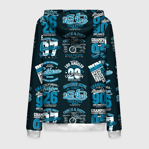 Мужская толстовка на молнии New York city pattern / 3D-Белый – фото 2