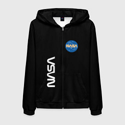 Толстовка 3D на молнии мужская NASA logo usa space, цвет: 3D-черный