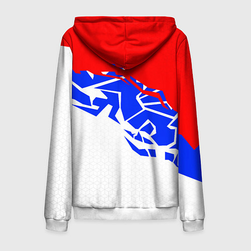 Мужская толстовка на молнии Россия- астрактивный триколор / 3D-Белый – фото 2