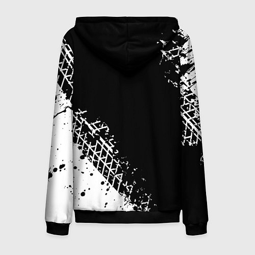 Мужская толстовка на молнии Шевроле: следы от шин / 3D-Черный – фото 2