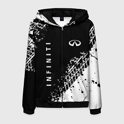 Толстовка 3D на молнии мужская Инфинити: следы от шин, цвет: 3D-черный