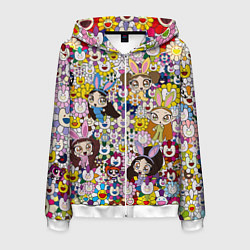 Толстовка 3D на молнии мужская Right now NewJeans and Takashi Murakami, цвет: 3D-белый