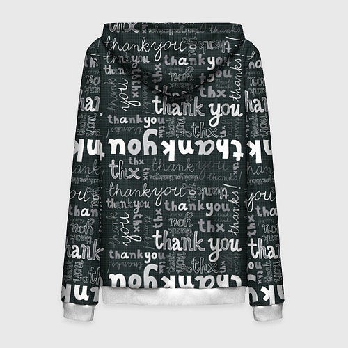 Мужская толстовка на молнии Thank you thanks / 3D-Белый – фото 2