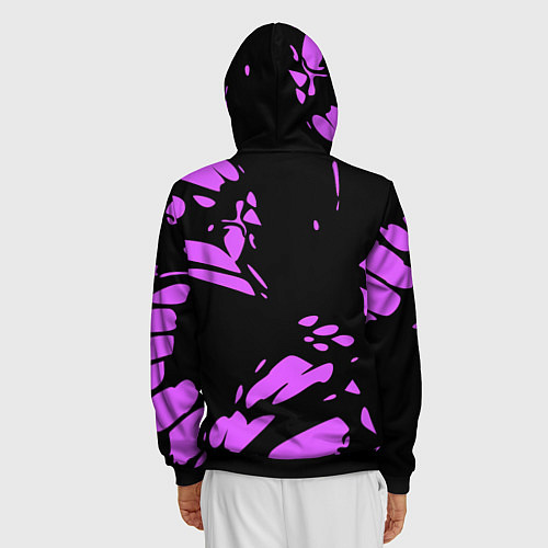 Мужская толстовка на молнии Фиолетовая абстракция / 3D-Черный – фото 4