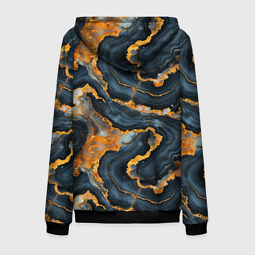 Мужская толстовка на молнии Золотистый мрамор / 3D-Черный – фото 2