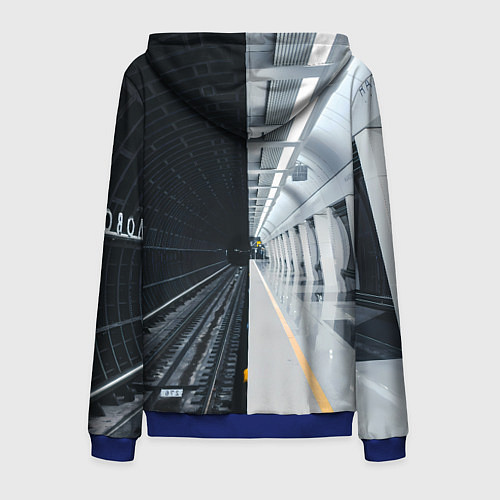 Мужская толстовка на молнии Метро Москвы / 3D-Синий – фото 2
