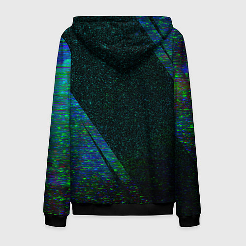Мужская толстовка на молнии Manchester City glitch blue / 3D-Черный – фото 2