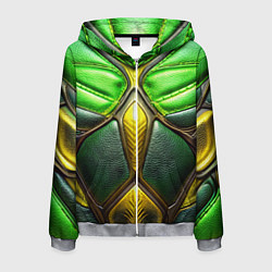 Мужская толстовка на молнии Зеленый текстурный костюм из кожи