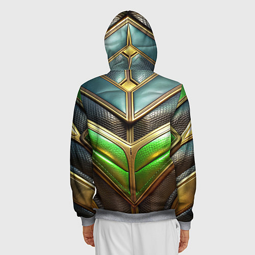 Мужская толстовка на молнии Футуристичная объемная текстура из кожи / 3D-Меланж – фото 4