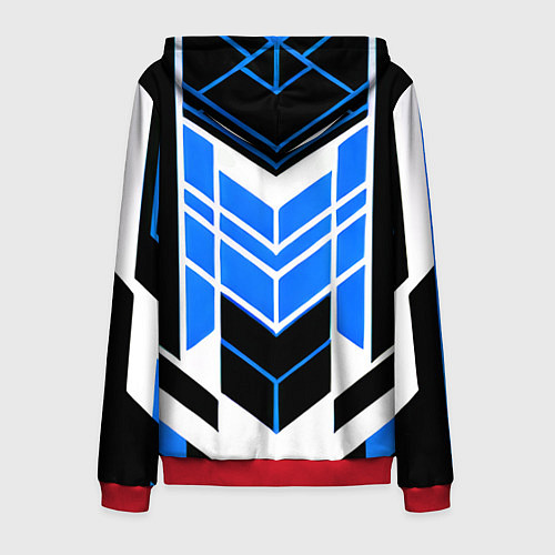 Мужская толстовка на молнии Blue and black stripes on a white background / 3D-Красный – фото 2