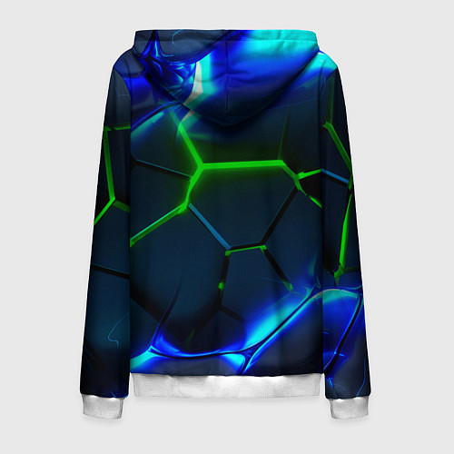 Мужская толстовка на молнии Зеленые яркие неоновые плиты / 3D-Белый – фото 2