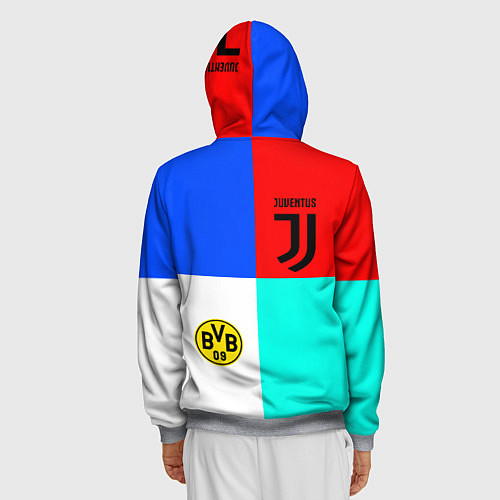 Мужская толстовка на молнии Juventus x Borussia / 3D-Меланж – фото 4