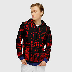 Толстовка 3D на молнии мужская Twenty one pilots pattern rock, цвет: 3D-синий — фото 2