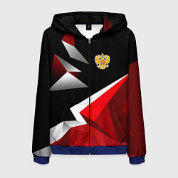 Толстовка 3D на молнии мужская Russia uniform - красный и черный, цвет: 3D-синий